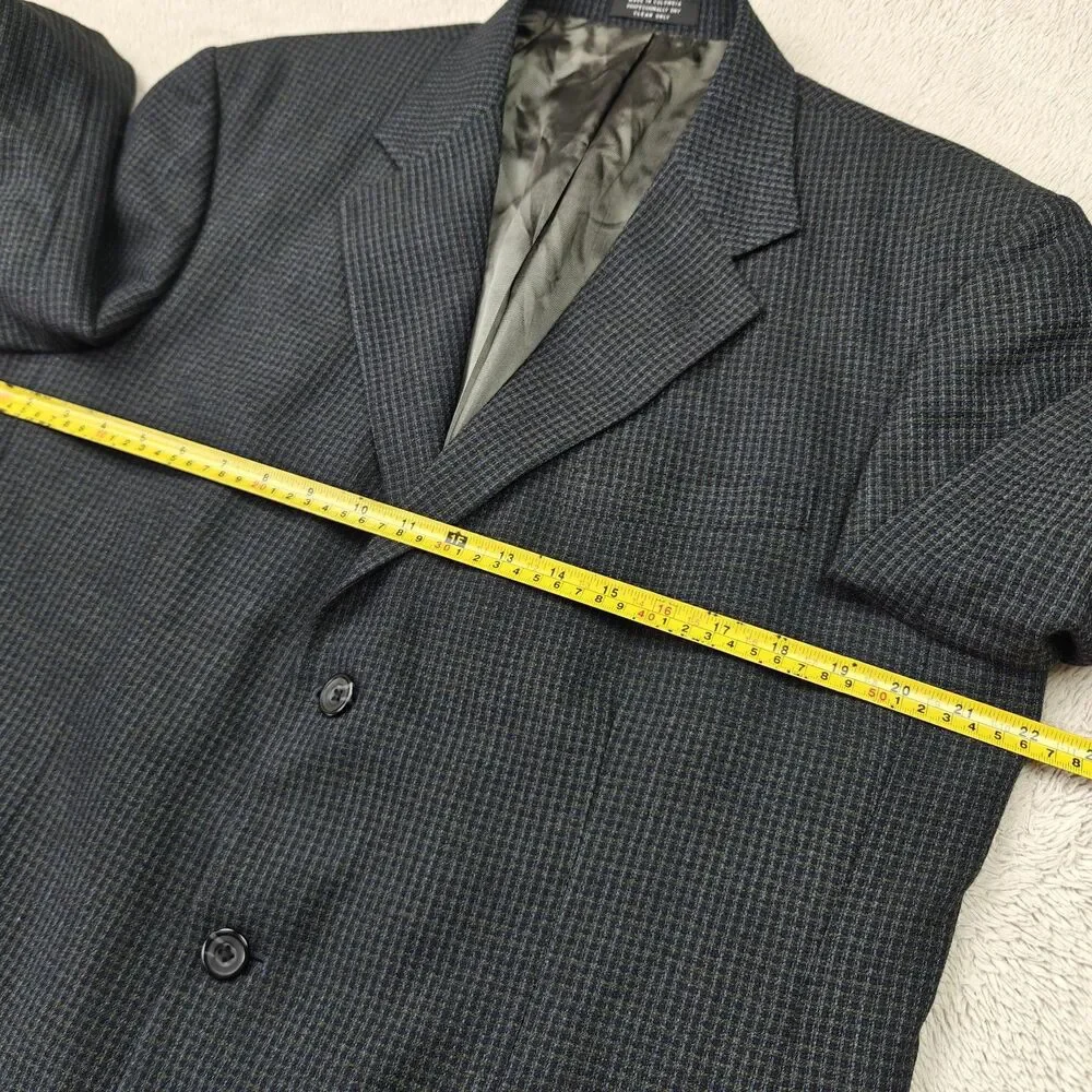 Oscar de la Renta Blazer Men's 42L Dark Grey Woven 3 Button Suit Jacket